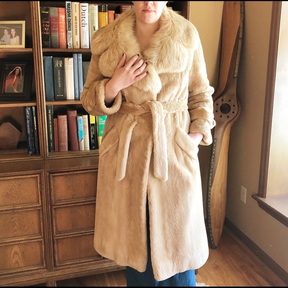 VTG 70s Carl W Herrmann Golden Beaver Trench Coat - Picture 2 of 8